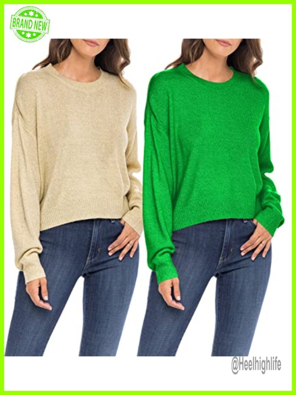 Women's Long Sleeve Crewneck Pullover Sweater Relaxed Fit Casual